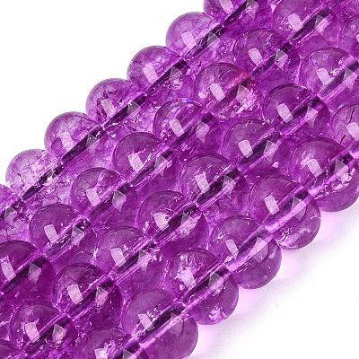 Crackle Transparent Glass Beads Strands GLAA-N074-02B-14-1