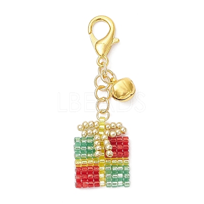 Christmas Gift Handmade Glass Seed Beads Pendant Decoraitons HJEW-MZ00350-04-1