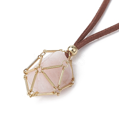 Brass Bar Link Chains Macrame Pouch Empty Stone Holder for Pendant Necklace Making NJEW-JN04488-01-1