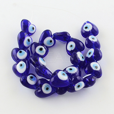 Heart Evil Eye Lampwork Bead Strands LS-LAMP-R119-01-1