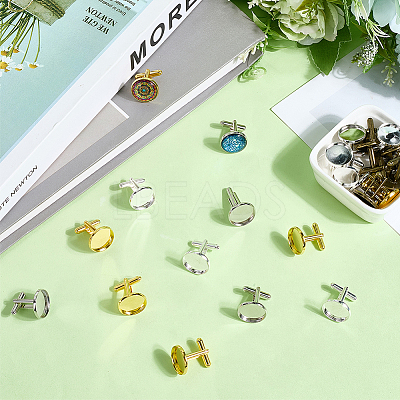 24Pcs 4 Colors Brass Cufflinks KK-SC0006-38-1