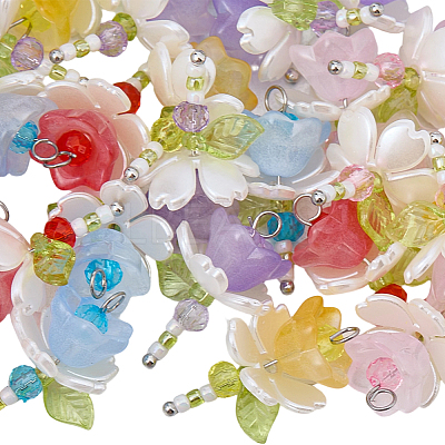 40Pcs 5 Colors Acrylic & ABS Plastic Imitation Pearl Pendants FIND-BM0001-51-1