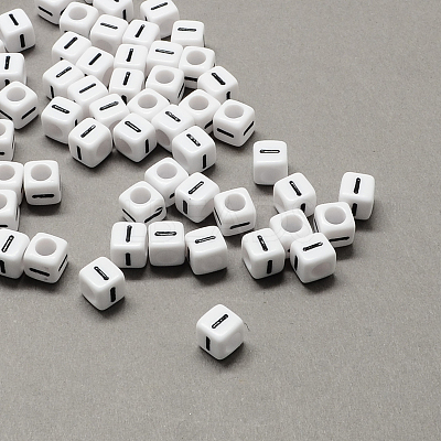 Large Hole Acrylic Letter European Beads X-SACR-Q103-6mm-01I-1