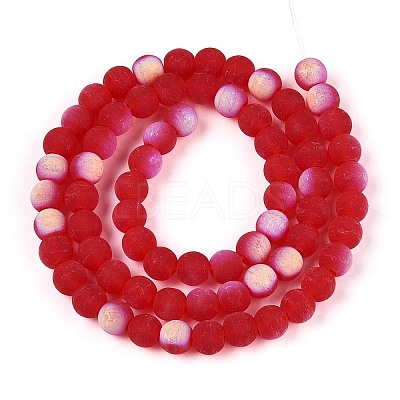 Frosted Transparent Glass Beads Strands GLAA-T032-T6mm-MBB09-1