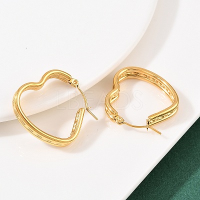 304 Stainless Steel Heart Hoop Earrings EJEW-I320-27G-03-1