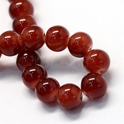 Baking Paint Imitation Jade Glass Round Bead Strands DGLA-Q021-8mm-11-1