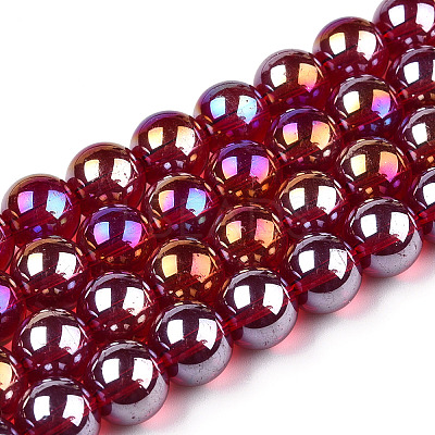 Electroplate Transparent Glass Beads Strands GLAA-T032-T4mm-AB20-1