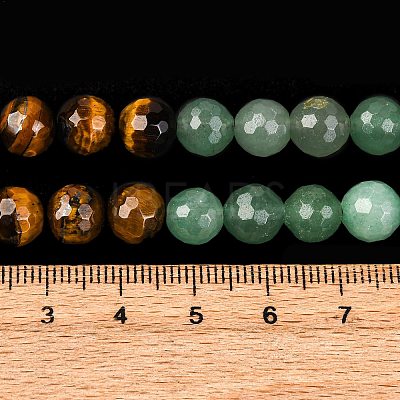 Chakra Theme Natural Red Rainbow Jasper & Yellow Aventurine & Tiger Eye & Green Aventurine & Blue Spot Stone & Lapis Lazuli & Amethyst Beads Strands G-F668-14-8mm-1
