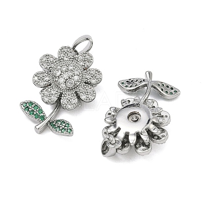 Brass Micro Pave Cubic Zirconia Rotatable Pendants KK-A287-11E-P-1