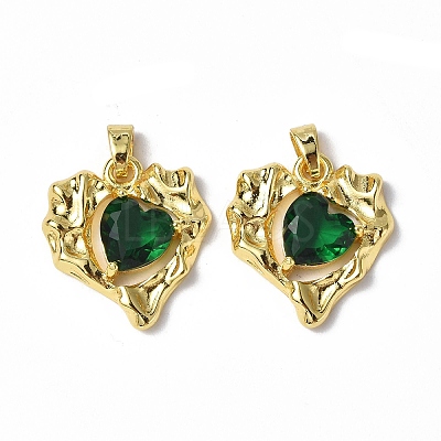 Brass Micro Pave Cubic Zirconia Pendants KK-P223-51G-02-1