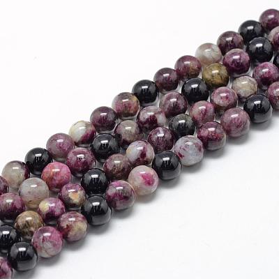 Natural Tourmaline Beads Strands G-R446-6mm-02-1