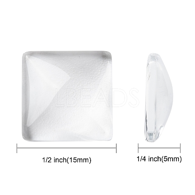 Transparent Clear Glass Square Cabochons GGLA-A001-15mm-1