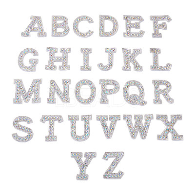 Alphabet Resin Rhinestone Patches DIY-TAC0005-45D-1