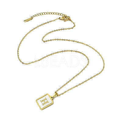 Ion Plating(IP) Rectangle with Initial Letter 304 Stainless Steel Pendant Necklace NJEW-R265-04G-H-1