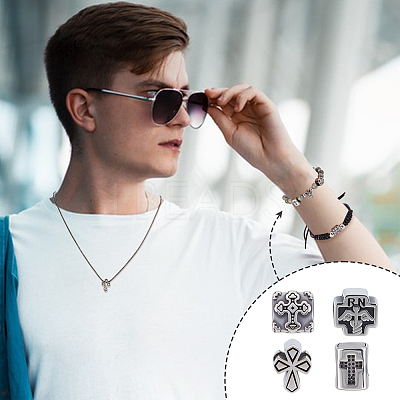 8Pcs 4 Styles 304 Stainless Steel European Beads STAS-GA0001-81-1