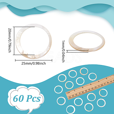 60Pcs Natural Freshwater Shell Linking Rings SHEL-NB0001-68-1