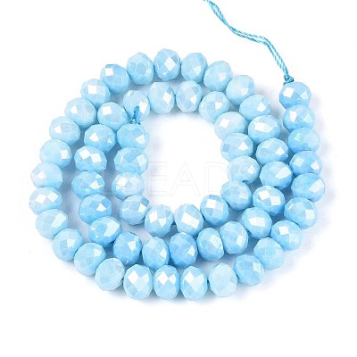 Anti-Tarnish Electroplate Rondelle Glass Beads Strands EGLA-T021-8mm-17-03-1