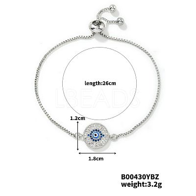 European and American Fashion Evil Eye Brass Rhinestone Link Slider Bracelets EL1092-1