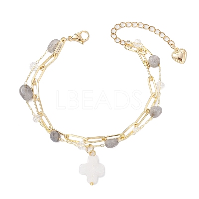 Natural Labradorite Beads Multi-layered Bracelets BJEW-JB12217-03-1