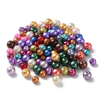 Glass Pearl Round Beads HY-X0003-02-1