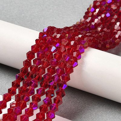 Transparent Electroplate Glass Beads Strands GLAA-F029-3mm-D27-1