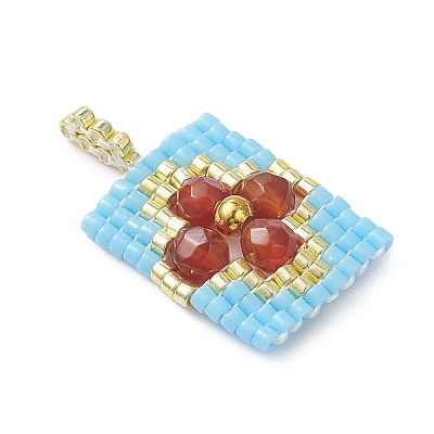 Beaded Rectangle Charms PALLOY-MZ01149-1