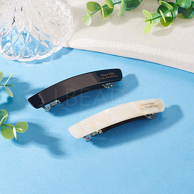 2Pcs 2 Colors Cellulose Acetate and Iron Hair Barrettes for Women Girl PHAR-TADJ0001-01A-1