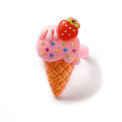 Cartoon Sweetmeats Resin Open Cuff Ring for Kids RJEW-K239-21-1