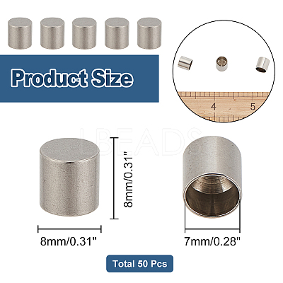 50Pcs 201 Stainless Steel Cord Ends STAS-PH0004-72-1