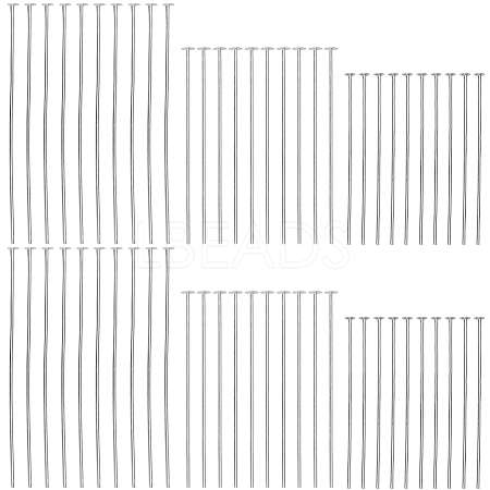 60Pcs 3 Styles 925 Sterling Silver Flat Head Pins STER-SC0001-28-1