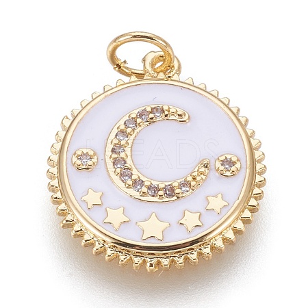 Brass Micro Pave Cubic Zirconia Pendants KK-O113-04G-D-1