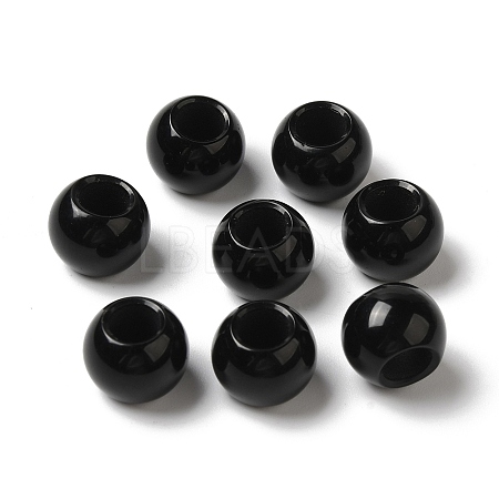Natural Black Stone European Beads G-N342-03E-1