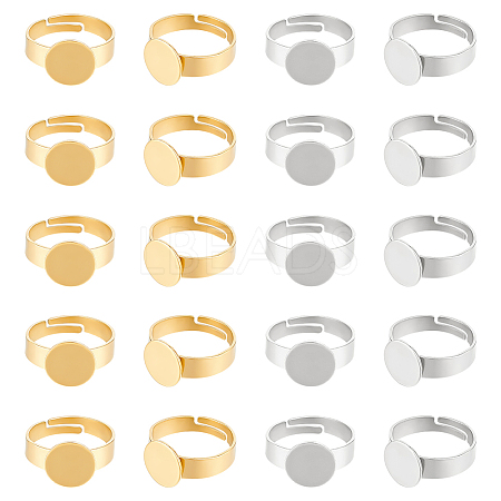 20Pcs 2 Styles Adjustable 304 Stainless Steel Finger Rings Components STAS-UN0057-19A-1