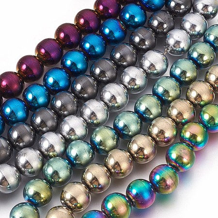 Electroplate Non-Magnetic Synthetic Hematite Beads Strands G-F585-D-12mm-1