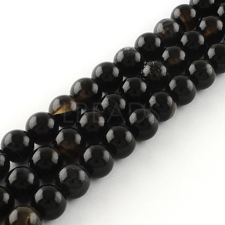 Natural Black Onyx Round Bead Strands G-R198-12mm-1