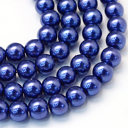 Baking Paint Pearlized Glass Pearl Round Bead Strands X-HY-Q003-10mm-19-1