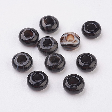 Natural Striped Agate/Banded Agate European Beads X-G-G740-12x6mm-23-1