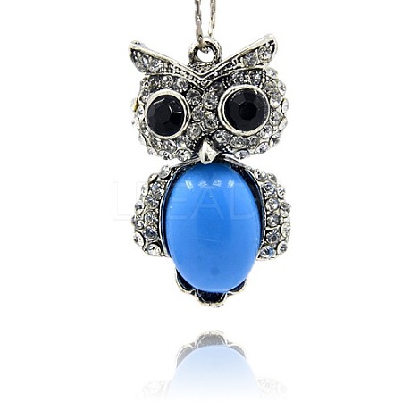 Lovely Owl Pendant Necklace Findings TIBE-M001-127-1