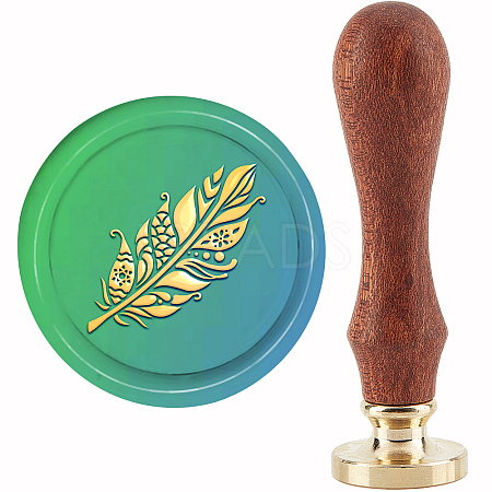Brass Wax Seal Stamp with Handle AJEW-WH0184-1101-1