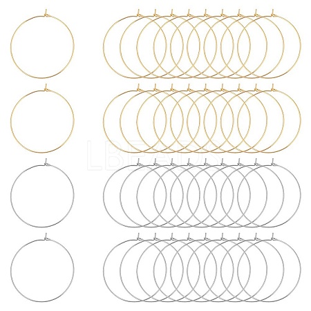 304 Stainless Steel Hoop Earring Findings STAS-UN0003-97-1