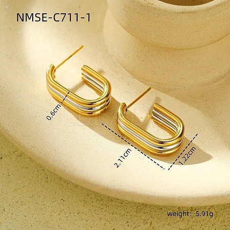 304 Stainless Steel Two Tone Stud Earrings FS-WG8A1D7-10-1