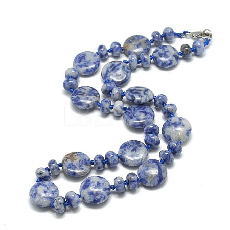 Natural Blue Spot Jasper Beaded Necklaces NJEW-S393-03-1