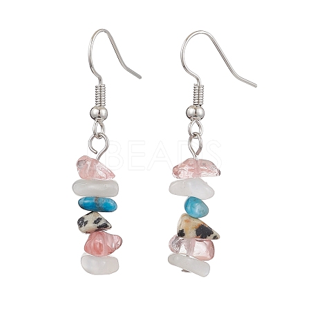 Natural Mixed Stone Dangle Earrings EJEW-JE06154-02-1