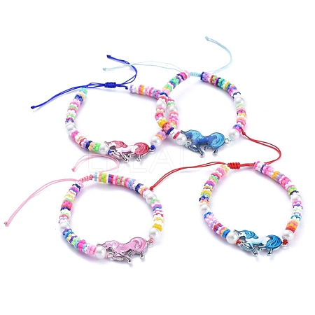 Adjustable Nylon Thread Braided Bead Bracelets BJEW-JB05217-M-1