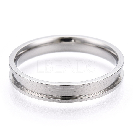 201 Stainless Steel Grooved Finger Ring Settings RJEW-TAC0017-4mm-04A-1