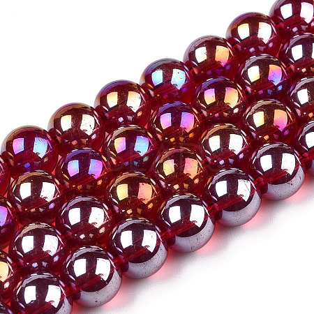 Electroplate Transparent Glass Beads Strands GLAA-T032-T4mm-AB20-1