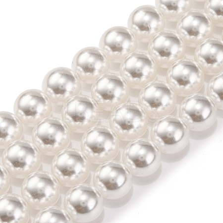 Baking Paint Pearlized Glass Pearl Round Bead Strands PEAR-H019-02D-04-1