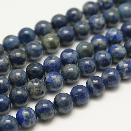 Dyed Natural Grade AB Lapis Lazuli Round Bead Strands G-M290-8mm-AB-1