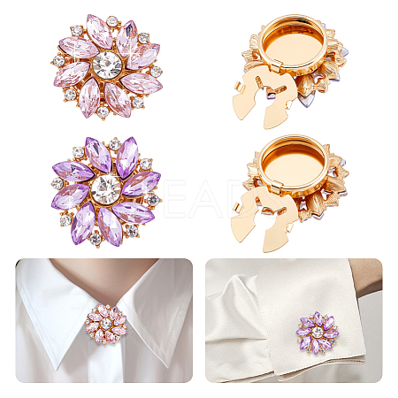 4Pcs 2 Colors Alloy Rhinestone Cufflinks HJEW-NB00215-1