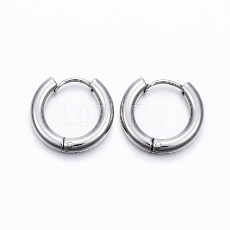 304 Stainless Steel Huggie Hoop Earrings X-EJEW-F111-16mm-P-1